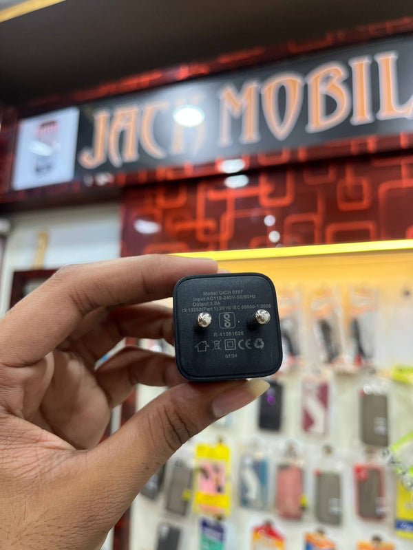 U&i Budget-27 Ultra Fast Charger Dual USB 12W with Cable – Black (6 Months Warranty)