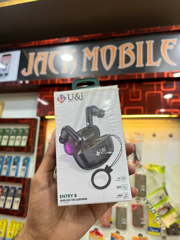 U&i Entry 8 Wireless TWS Earphone Bluetooth 5.3 with 40H Playtime & Type-C Charging – Black (6 Months Warranty)