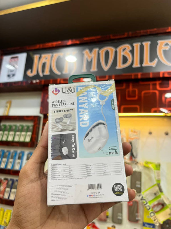 U&i Entry 8 Wireless TWS Earphone Bluetooth 5.3 with 40H Playtime & Type-C Charging – Black (6 Months Warranty)